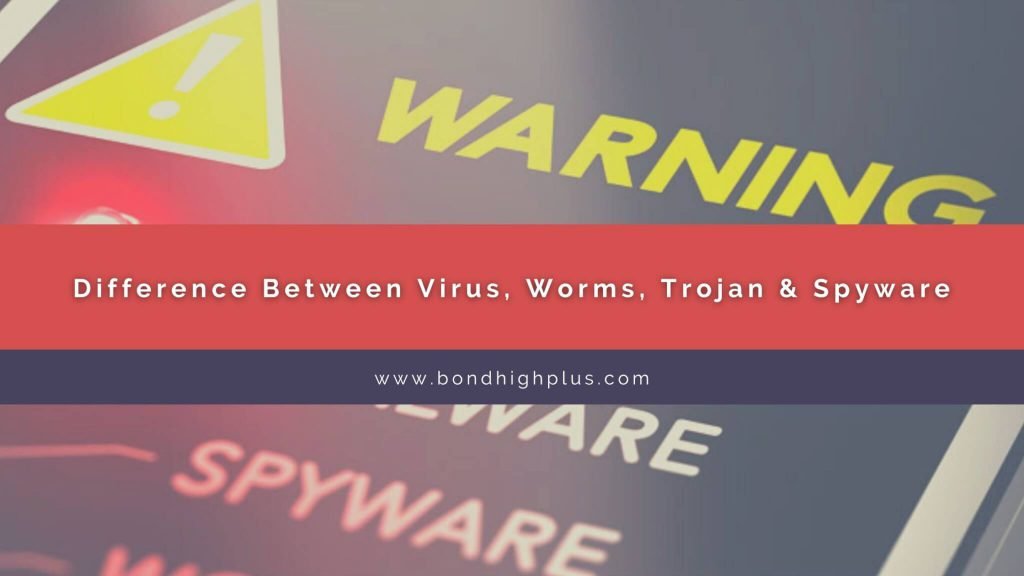 Difference Between Virus, Worms, Trojan & Spyware | Bond High Plus